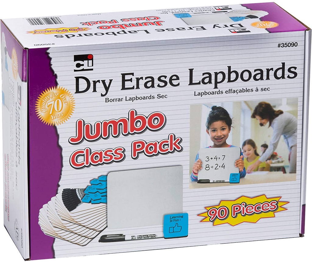 Jumbo Masonite Lapboard Class Pack of 30 Dry Erase Boards