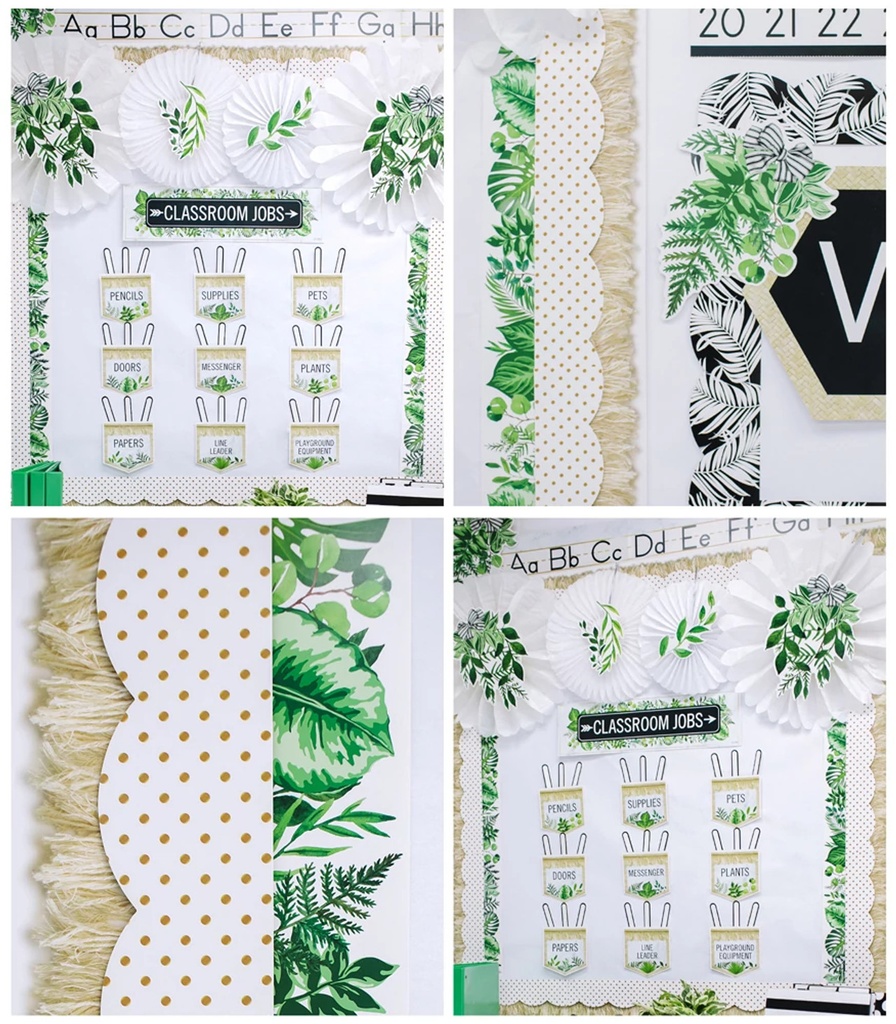 Simply Boho White with Gold Dots Scalloped Borders