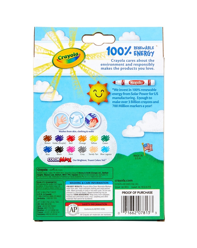 12ct Crayola Ultra-Clean Washable Markers Fine Tip