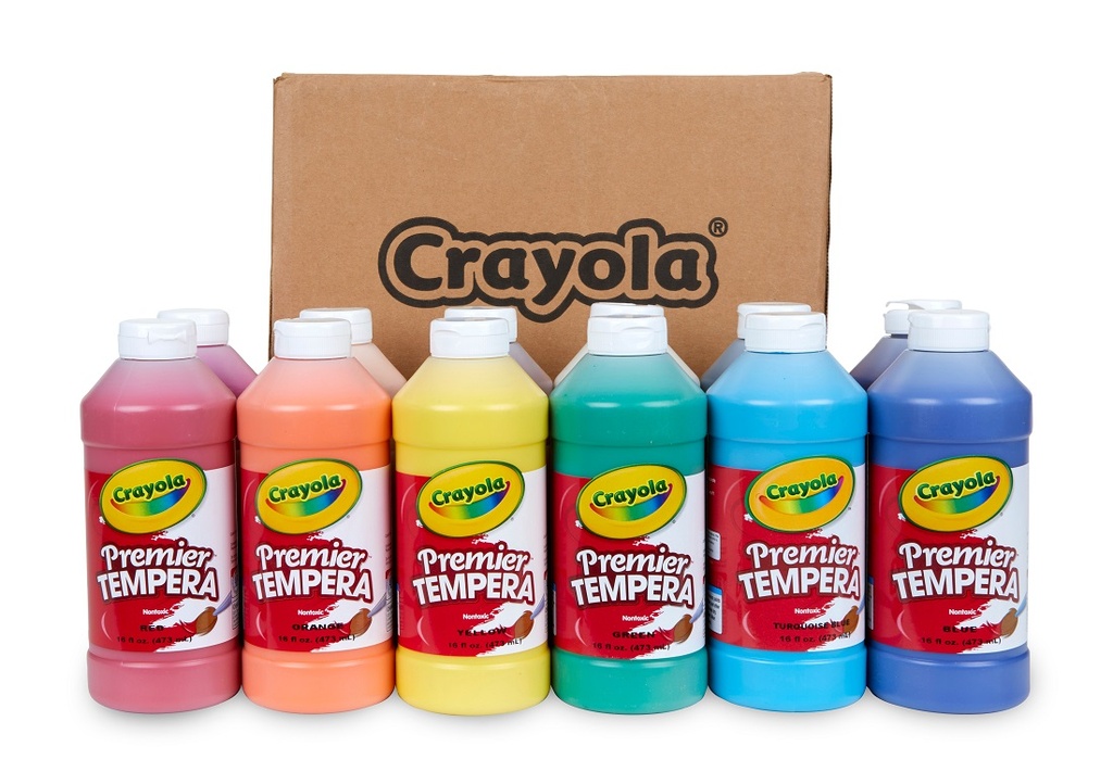 12 Assorted 16oz Crayola Premier Tempera    Pack