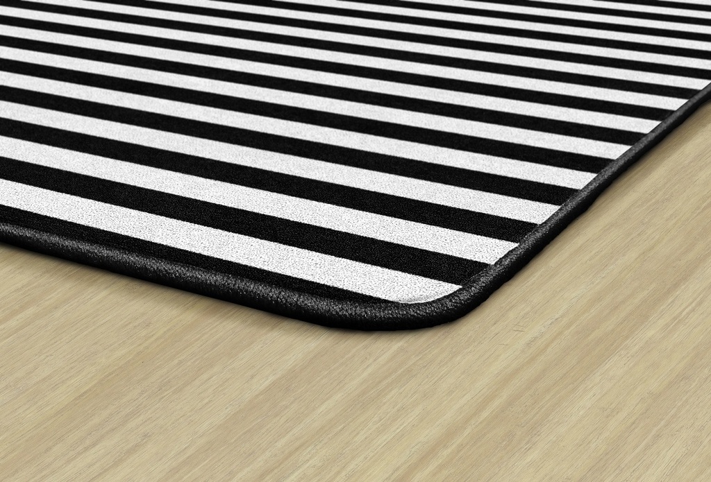 Schoolgirl Style Simply Stylish Black &amp; White Stripe 5' X 7'6&quot; Rectangle Carpet 
