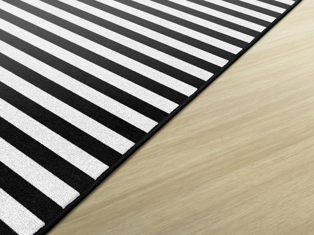 Schoolgirl Style Simply Stylish Black &amp; White Stripe 7'6&quot; X 12' Rectangle Carpet 