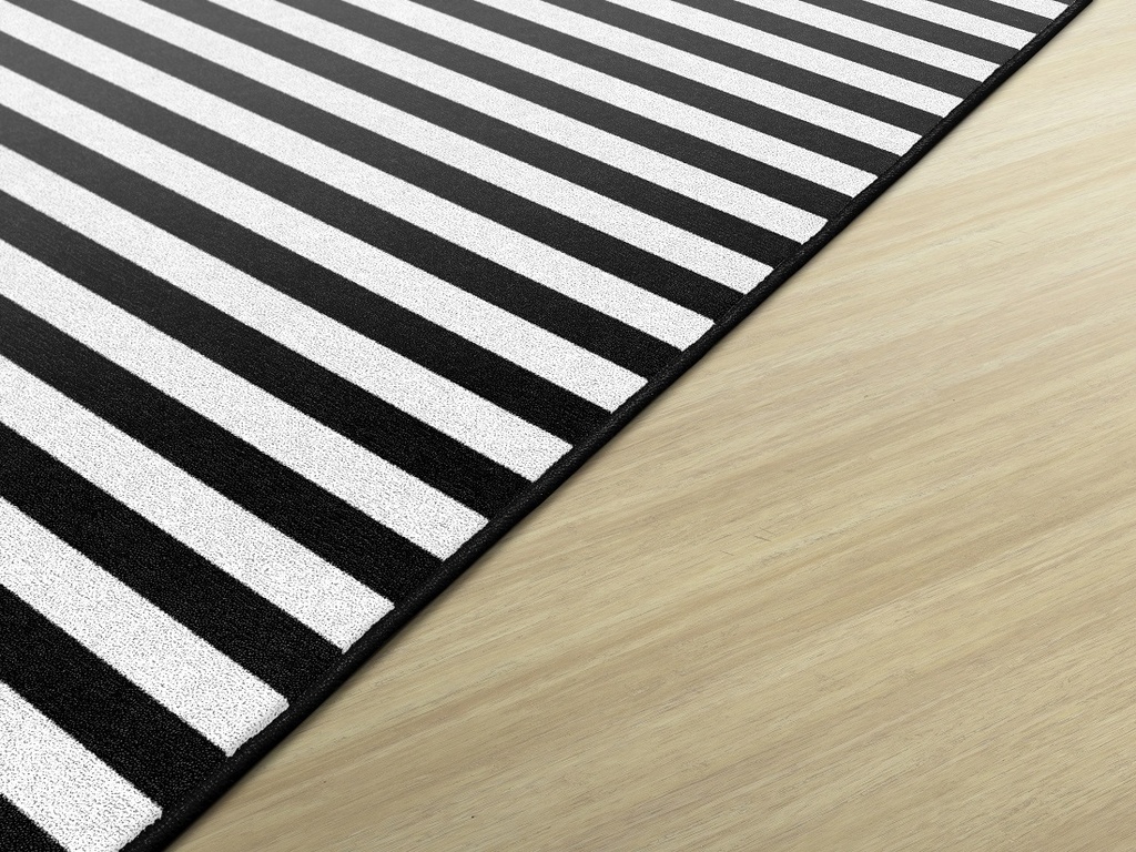 Schoolgirl Style Simply Stylish Black & White Stripe 7'6" X 12' Rectangle Carpet 