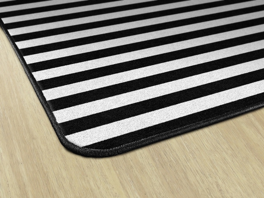 Schoolgirl Style Simply Stylish Black &amp; White Stripe 7'6&quot; X 12' Rectangle Carpet 