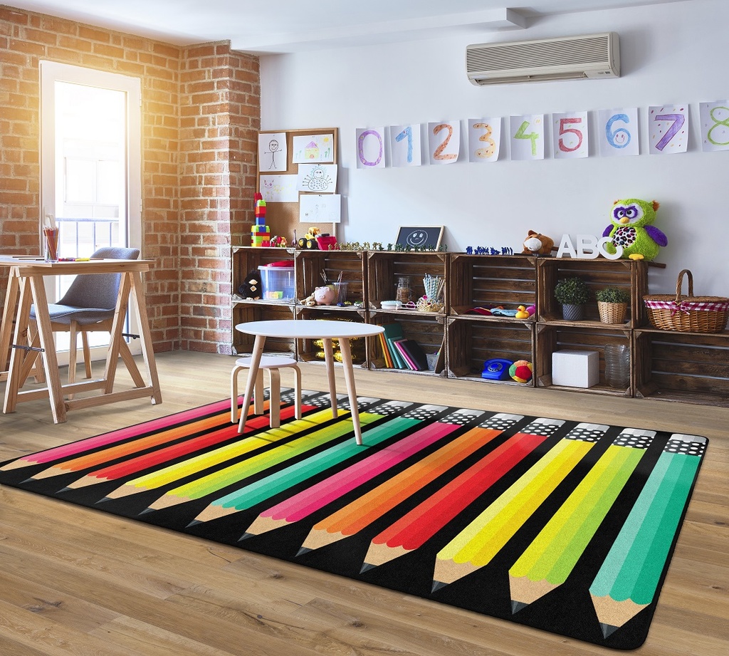 Black White & Stylish Brights Pencil 7'6" X 12' Rectangle Carpet 