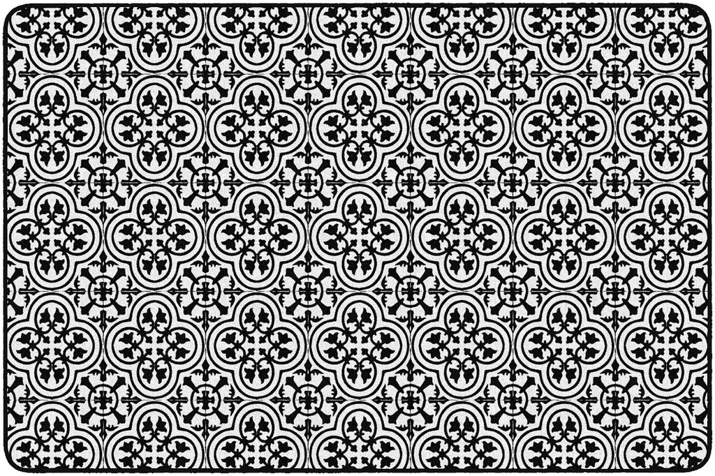 Schoolgirl Style Simply Stylish Black & White Tile  5' X 7'6" Rectangle Carpet 