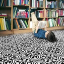 Schoolgirl Style Simply Stylish Black & White Tile  5' X 7'6" Rectangle Carpet 