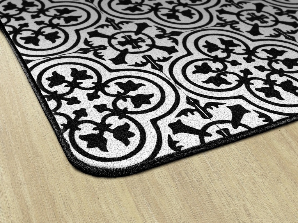 Schoolgirl Style Simply Stylish Black &amp; White Tile  5' X 7'6&quot; Rectangle Carpet 