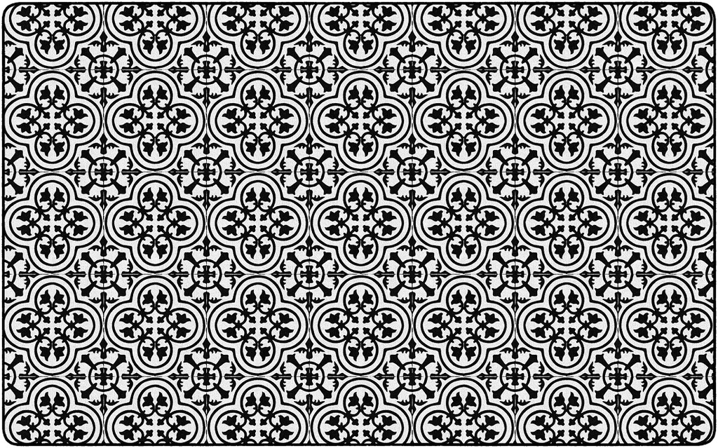 Schoolgirl Style Simply Stylish Black &amp; White Tile  7'6&quot; X 12' Rectangle Carpet 