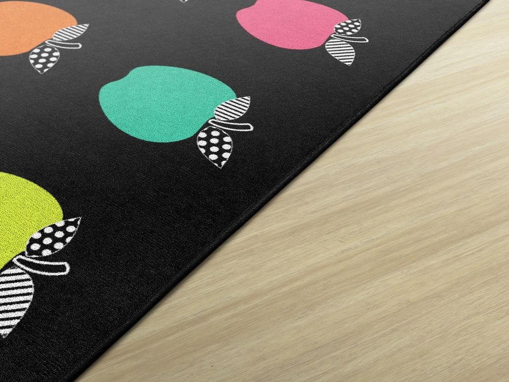 Black White & Stylish Brights Apple Sit Spot 5' X 7'6" Rectangle Carpet 