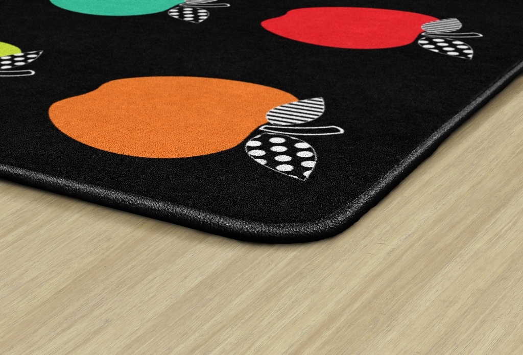 Black White & Stylish Brights Apple Sit Spot 7'6" X 12' Rectangle Carpet 