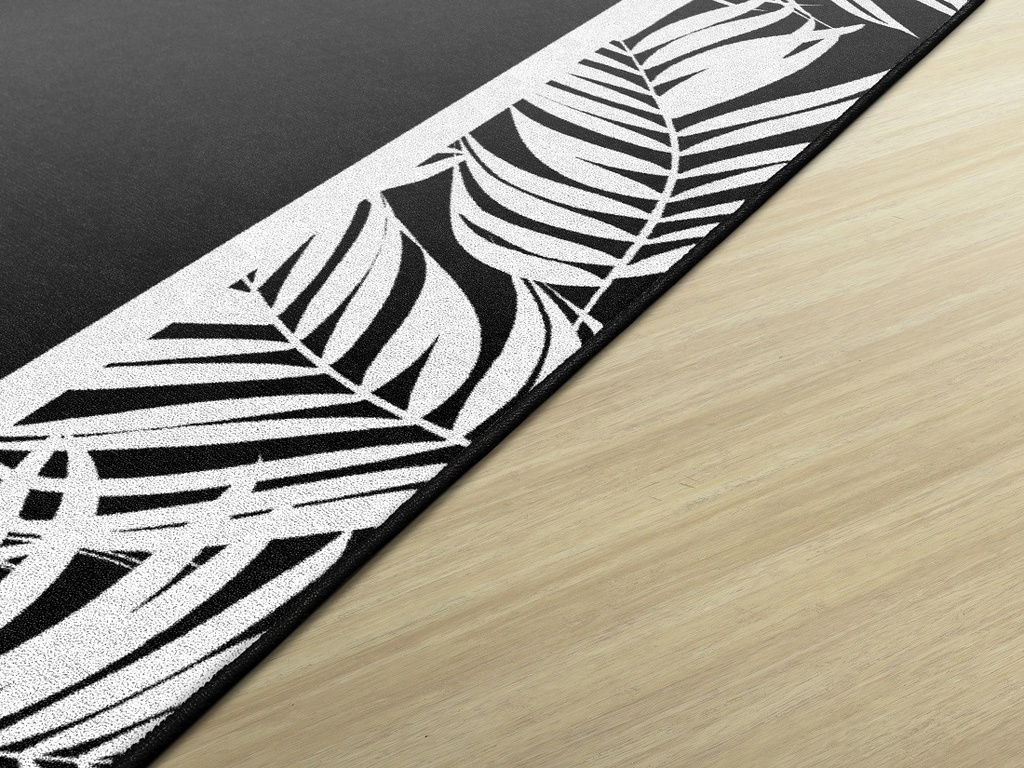 Simply Stylish Black & White Greenery Border 7'6" X 12' Rectangle Carpet