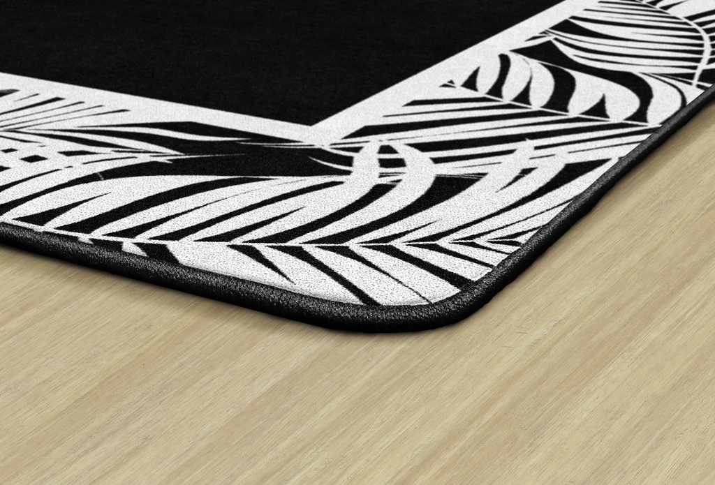 Simply Stylish Black &amp; White Greenery Border 7'6&quot; X 12' Rectangle Carpet