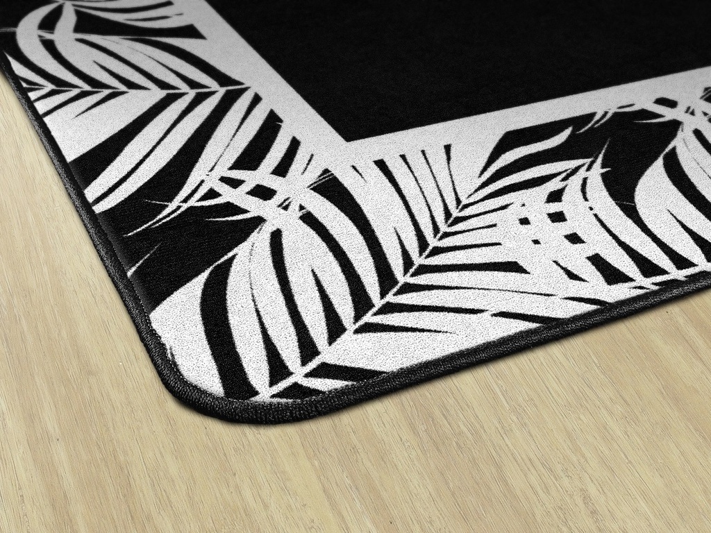 Simply Stylish Black &amp; White Greenery Border 7'6&quot; X 12' Rectangle Carpet