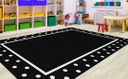 Simply Stylish Tropical Black &amp; White Polka Dot Border 5' X 7'6&quot; Rectangle Carpet
