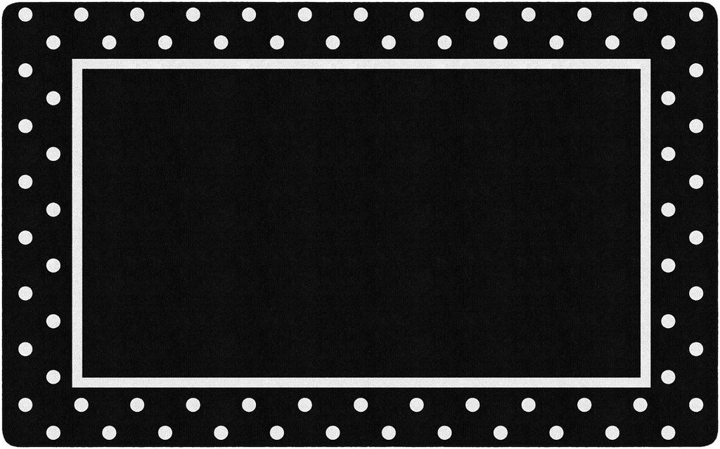 Simply Stylish Tropical Black &amp; White Polka Dot Border 7'6&quot; X 12' Rectangle Carpet