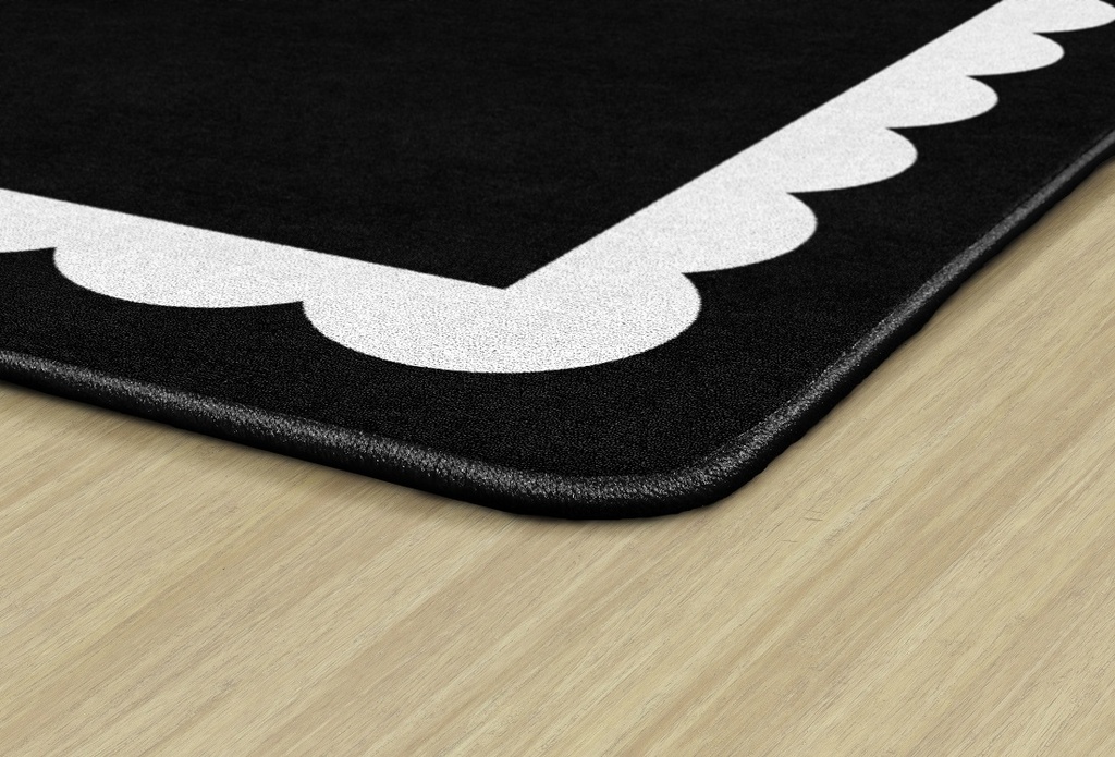 Black White & Stylish Brights Black & White Scallop Border 7'6" X 12' Rectangle Carpet