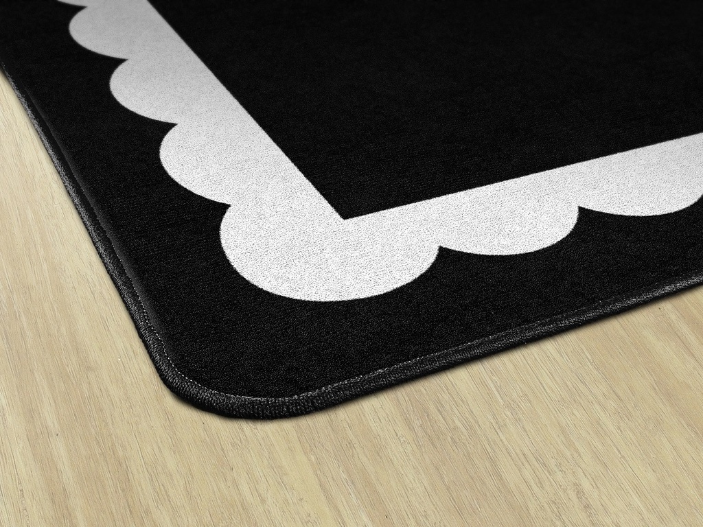 Black White &amp; Stylish Brights Black &amp; White Scallop Border 7'6&quot; X 12' Rectangle Carpet