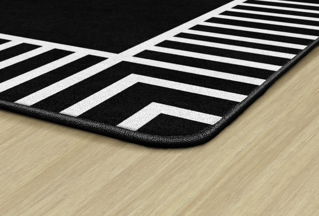 Industrial Chic Black &amp; White Stripe Border 7'6&quot; X 12' Rectangle Carpet
