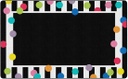 Just Teach Black White & Bright Polka Dot Border 7'6" X 12' Rectangle Carpet