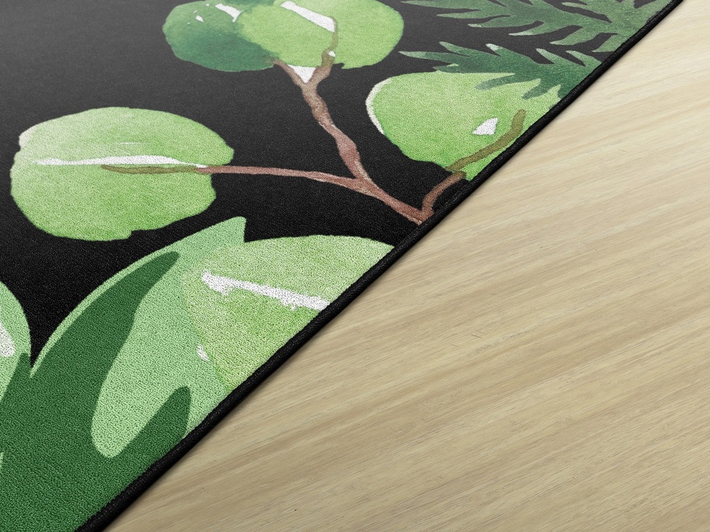 Simply Boho Greenery On Black 7'6" X 12' Rectangle Carpet