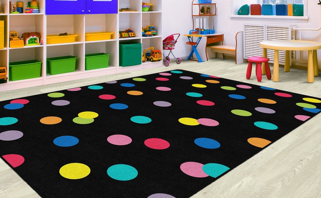 Just Teach Rainbow Polka Dots 5' X 7'6" Rectangle Carpet