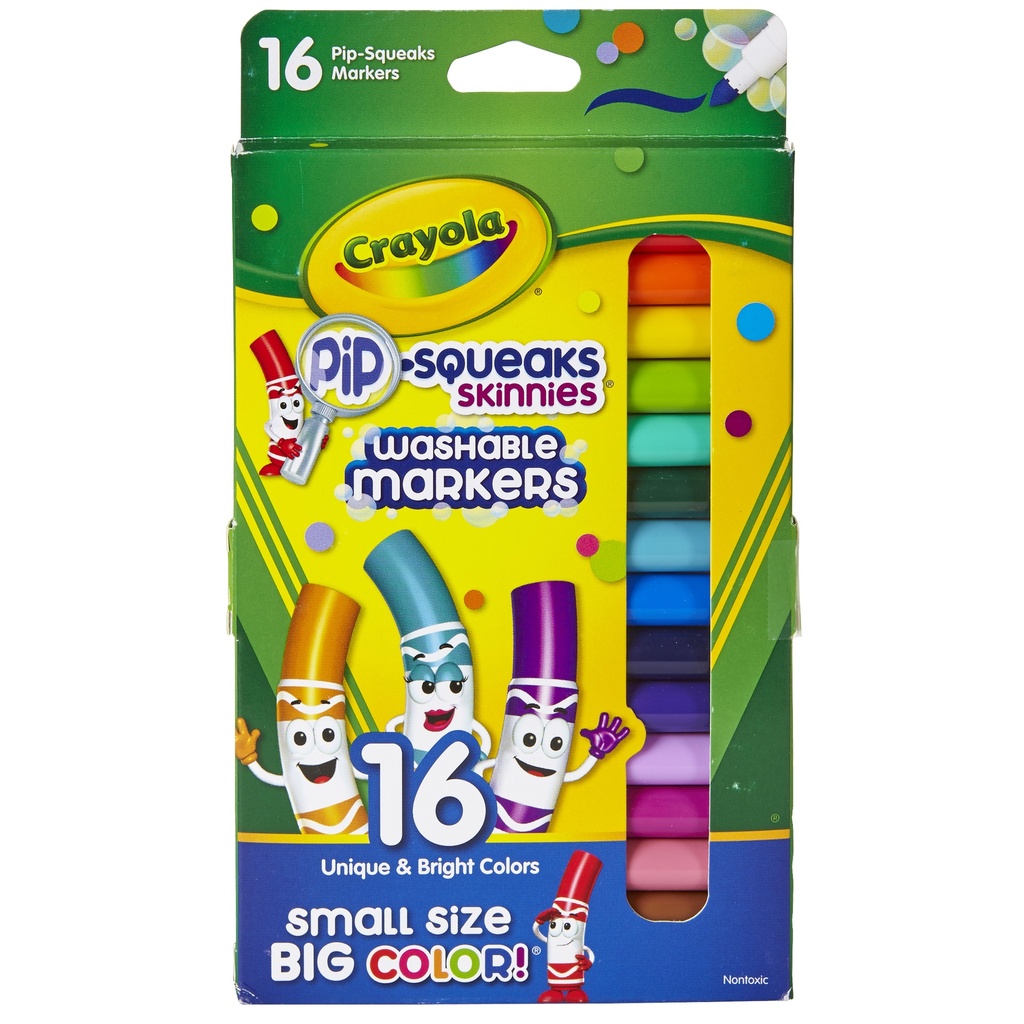 Pip-Squeaks™ Skinnies™ Markers, Fine Tip, 16 Colors