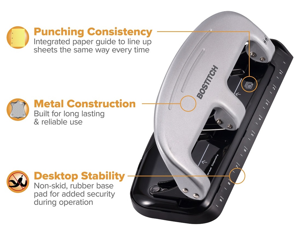 Bostitch EZ Squeeze Three-Hole Punch