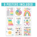 Colorful Calming Corner and Feelings Chart Posters, Set of 9