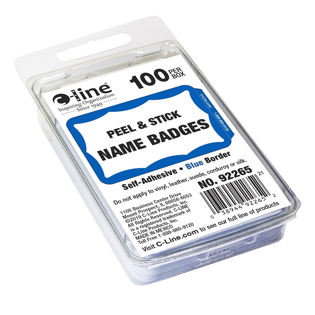 100ct Pressure Sensitive Blue Border Badges