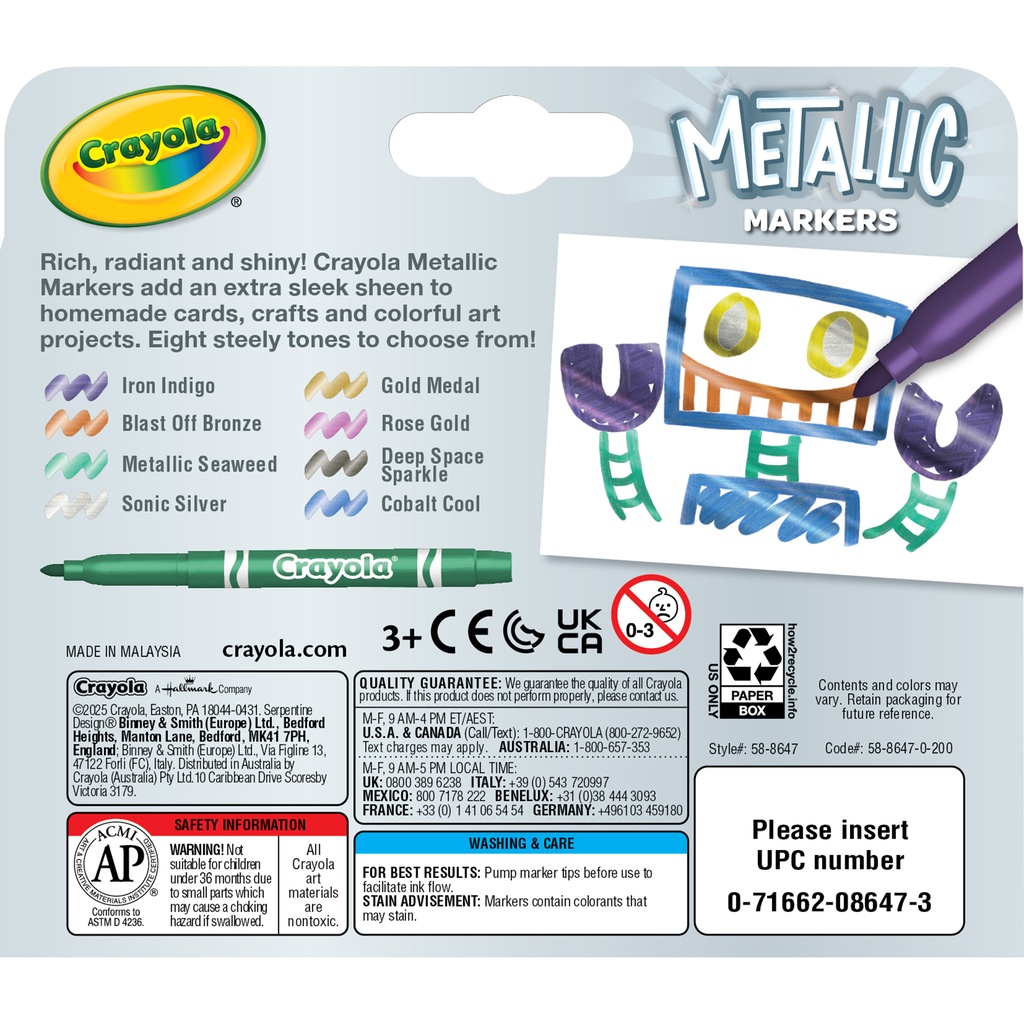 Crayola Metallic Markers 8ct 