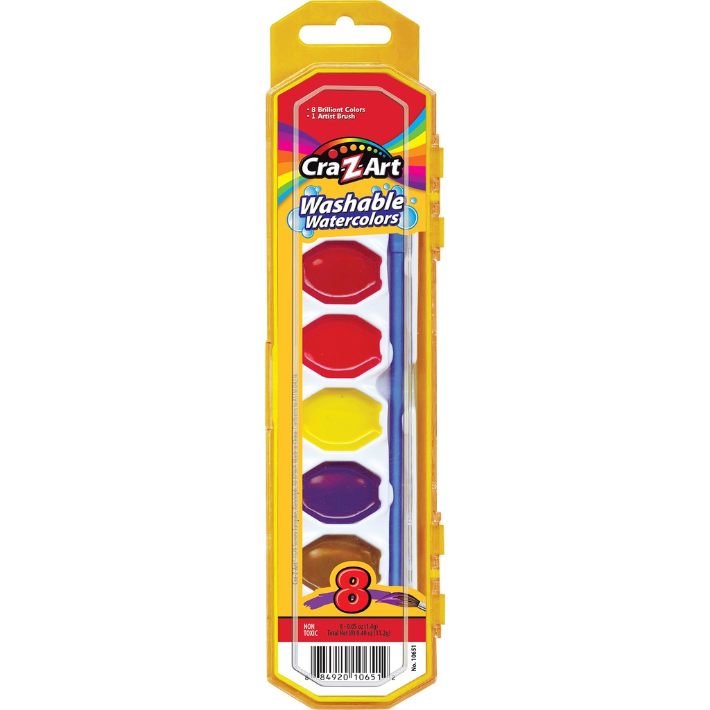 Washable Watercolors with Brush 12 Sets of 8 Colors
