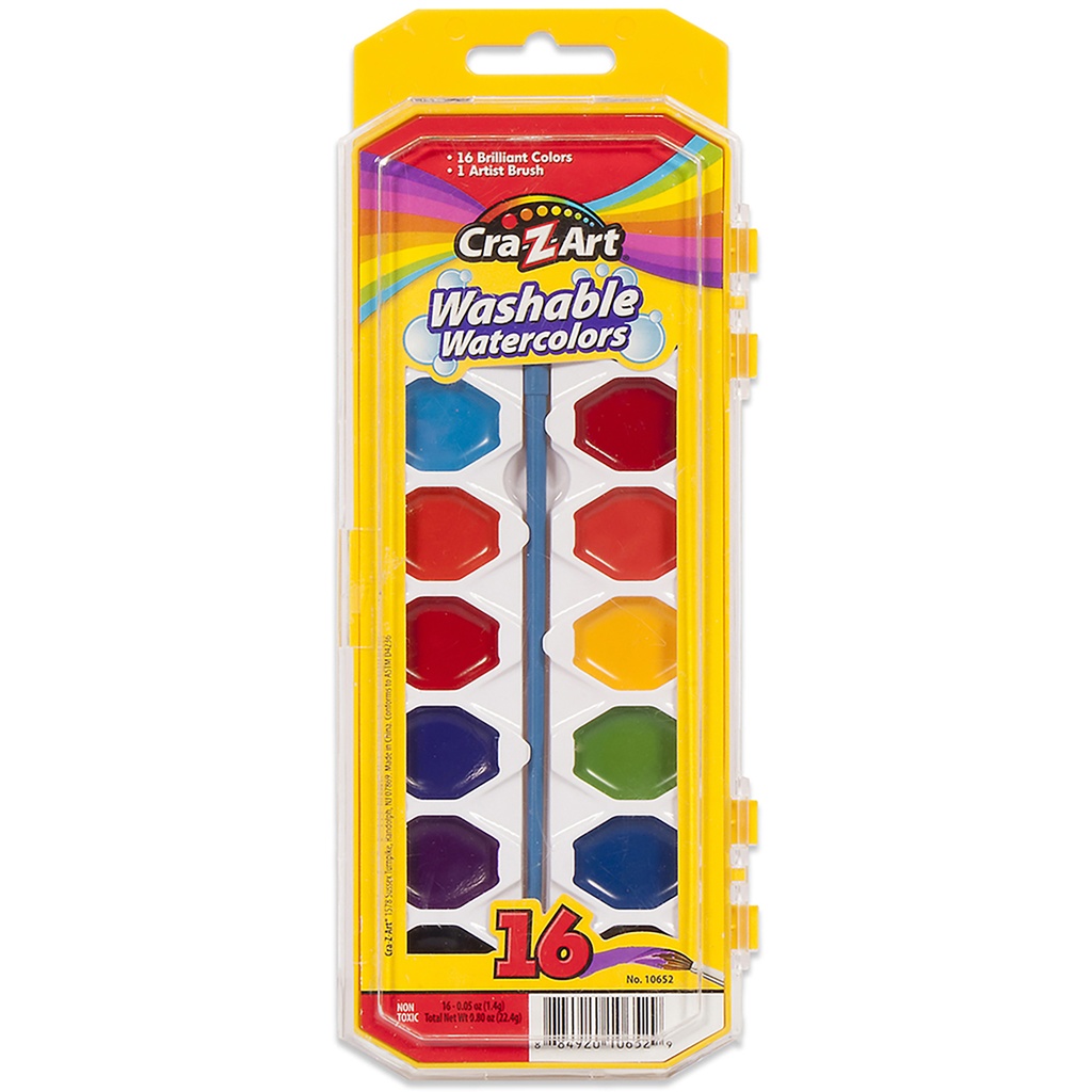 Washable Watercolors with Brush 6 Sets of 16 Colors