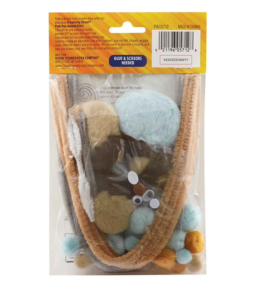 Pom Pon Elephant Lion 2ct Activity Kit 