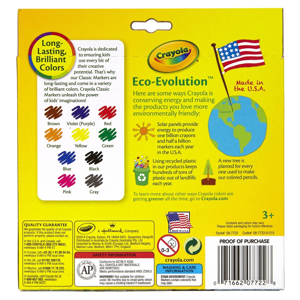 Classic Colors Broad Line Markers Pack of 10