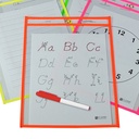 Neon Colors Reusable 9 x 12Dry Erase Pockets Pack of 25