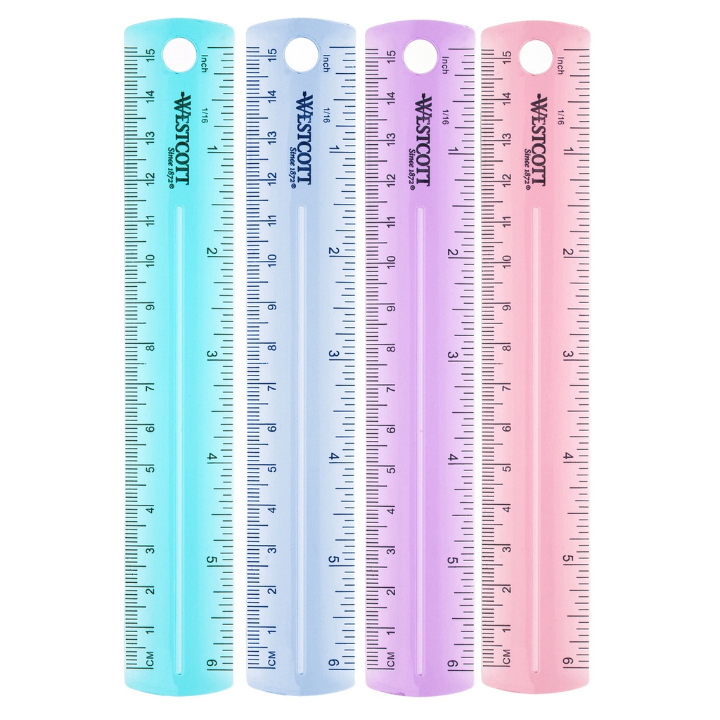 6" Assorted Colors Plastic Ruler 36ct