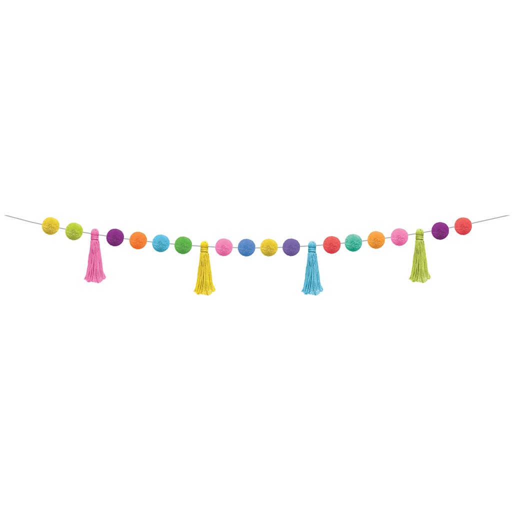 Colorful Pom-Poms and Tassels Garland Pack of 3
