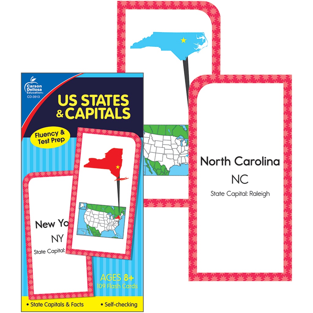 U.S. States & Capitals Flash Cards Grade 3-5