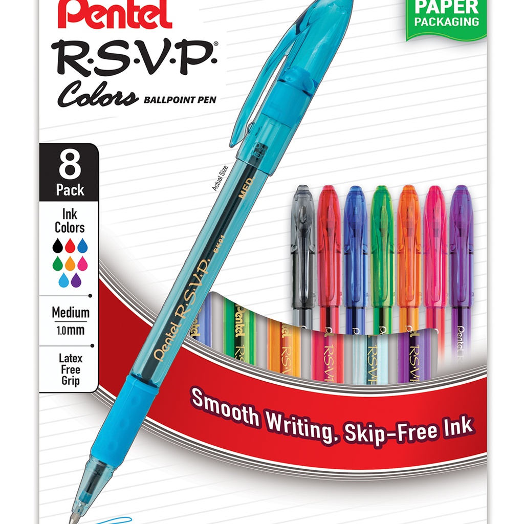 Assorted R.S.V.P. Colors Ballpoint Pen 8-Pack