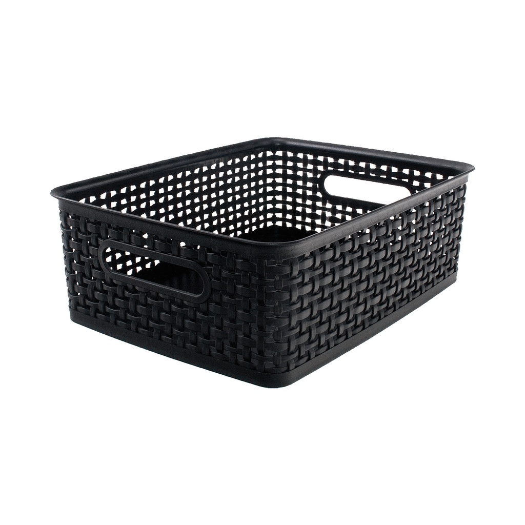 Black Medium Plastic Weave Bins 3ct