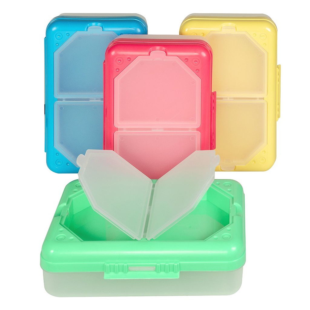Assorted Colors 3 Compartment Storage Boxes Pack of 3
