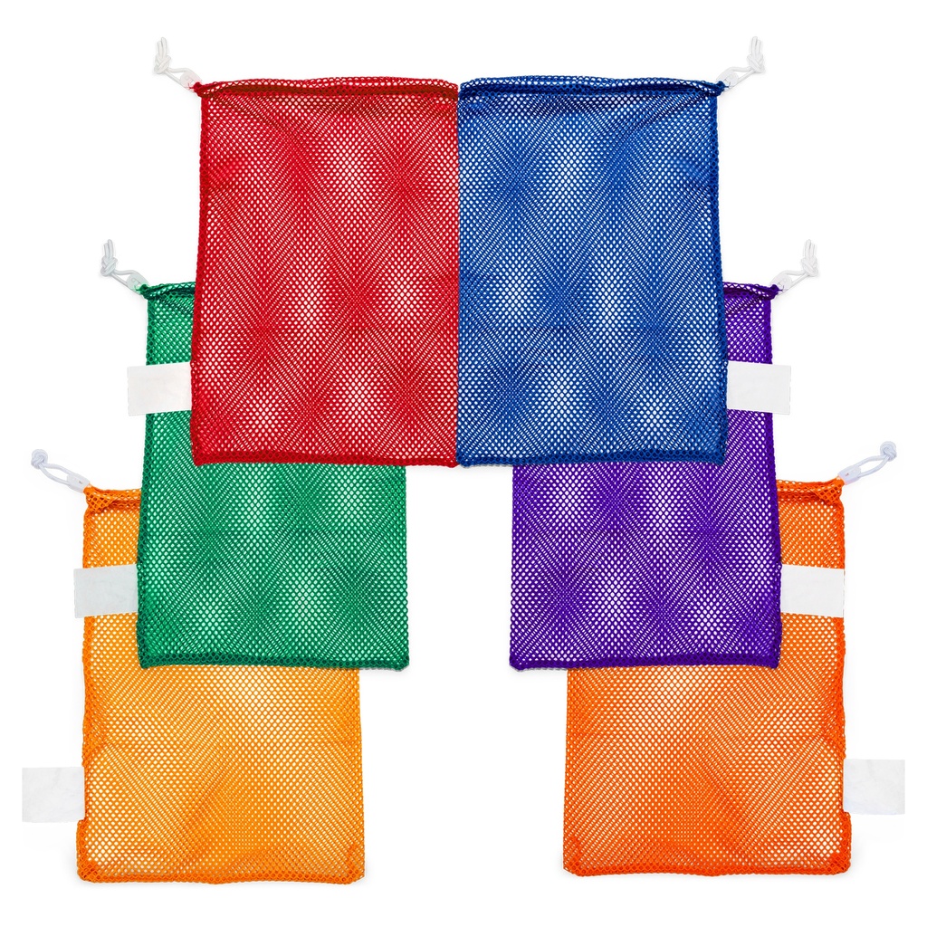 Assorted Color 12" x 18" Mesh Equipment Bags Pack of 6