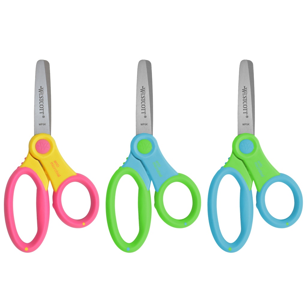 5" Blunt Assorted Colors Anti-Microbial Kids Scissors 6ct