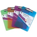Assorted Neon Colors Transparent Letter Size Plastic Clipboards Pack of 12