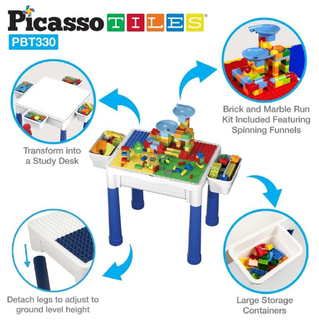 PicassoTiles Building Blocks Activity Center Table Set