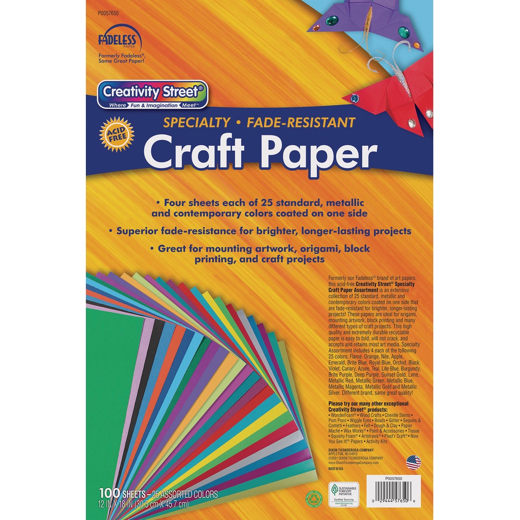 Assorted 12" x 18" Specialty Craft Paper Assortment 100 Sheets