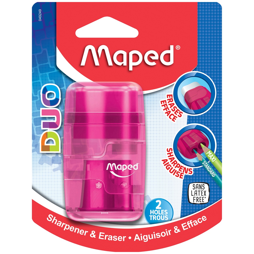 Assorted Connect DUO 2 Hole Sharpener / Eraser Combo Pack of 12