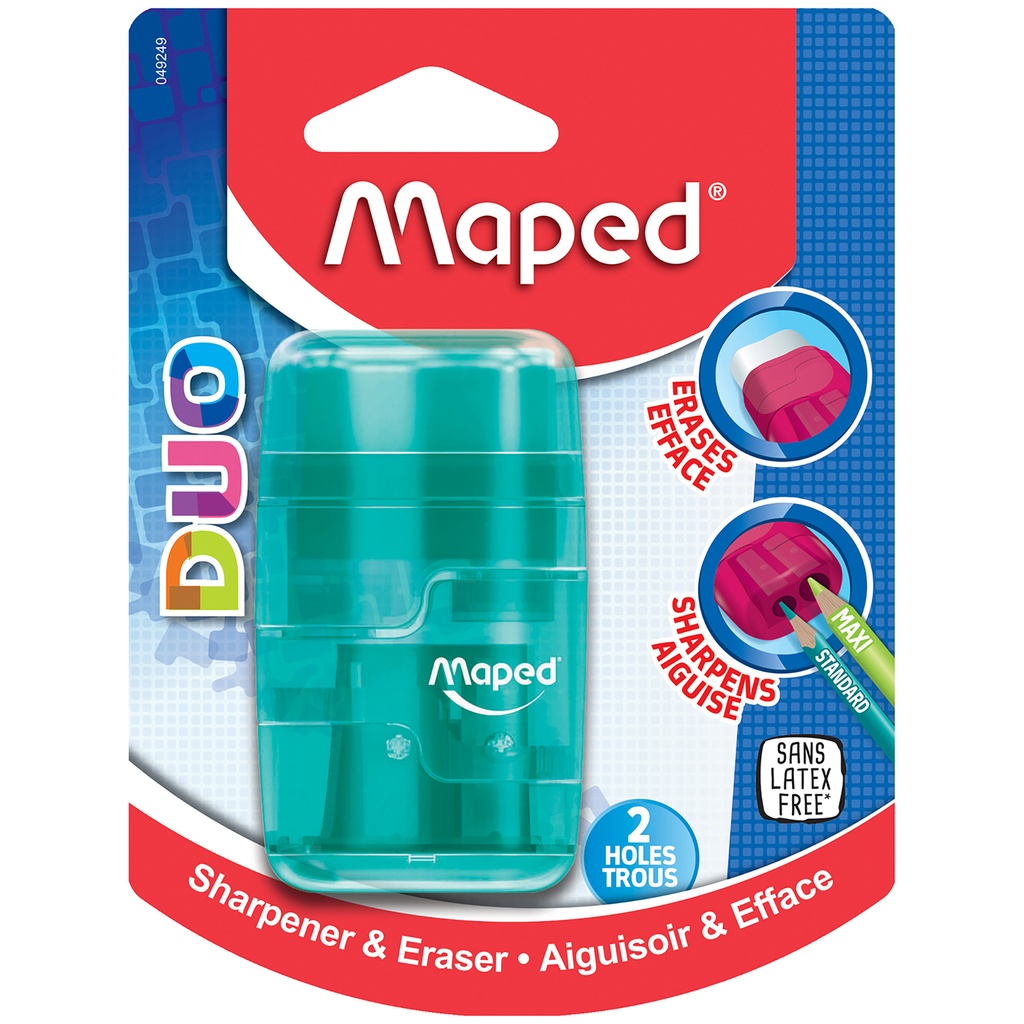 Assorted Connect DUO 2 Hole Sharpener / Eraser Combo Pack of 12