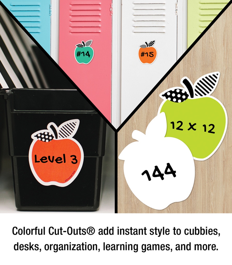 Black, White & Stylish Brights Apples Cut-Outs